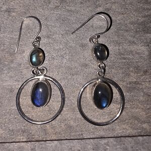 Labradorite Dangle Earrings in 925 Sterling Silver (2.2")